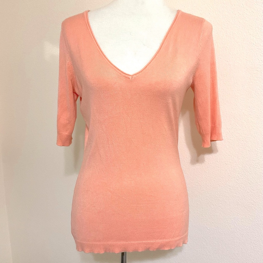 Express Plunging V Neck Top Tangerine M
